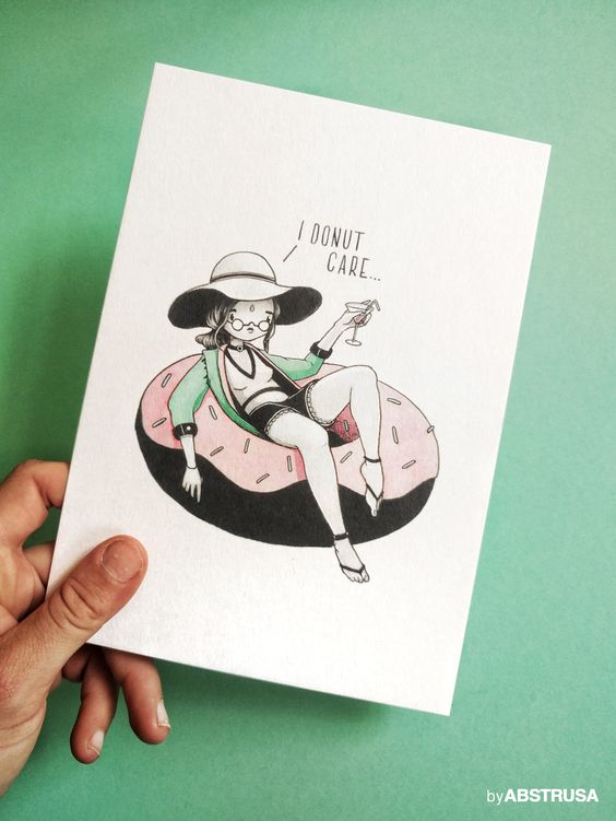 I Donut Care Mädchen — A5 Postkarte