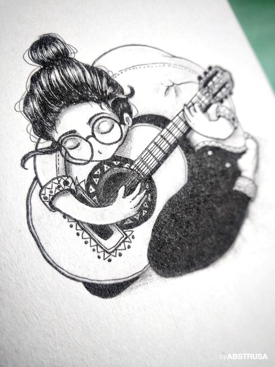 Gitarren Mädchen — A5 Postkarte