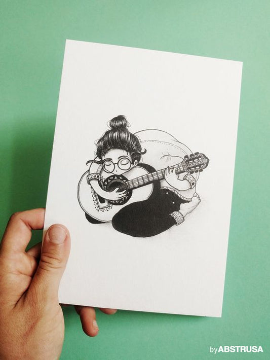 Gitarren Mädchen — A5 Postkarte