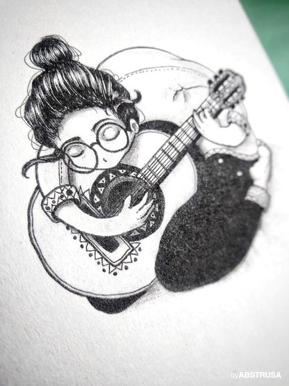 Gitarren Mädchen — A5 Postkarte